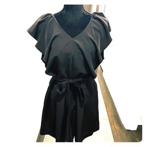 Black Ruffle Sleeve Romper Size 12